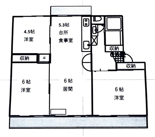陽和台第三住宅3号棟505号室の物件間取画像